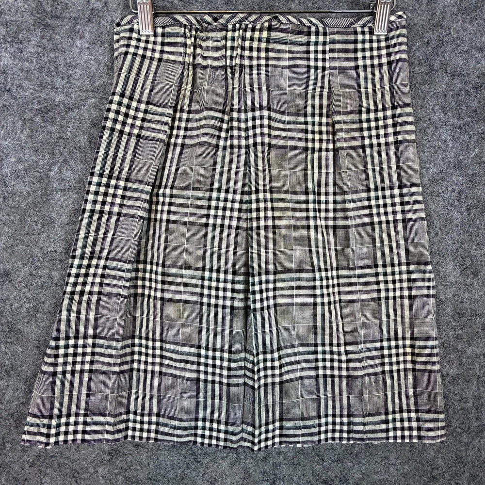 Vintage Mixed Blues A-Line Skirt Womens 11 Black White Plaid Pleated Preppy 90s - Picture 1 of 6
